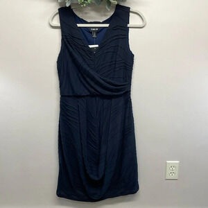 NWT Ronen Chen Navy Vanessa Dress Sleeveless V-neck Draped 6